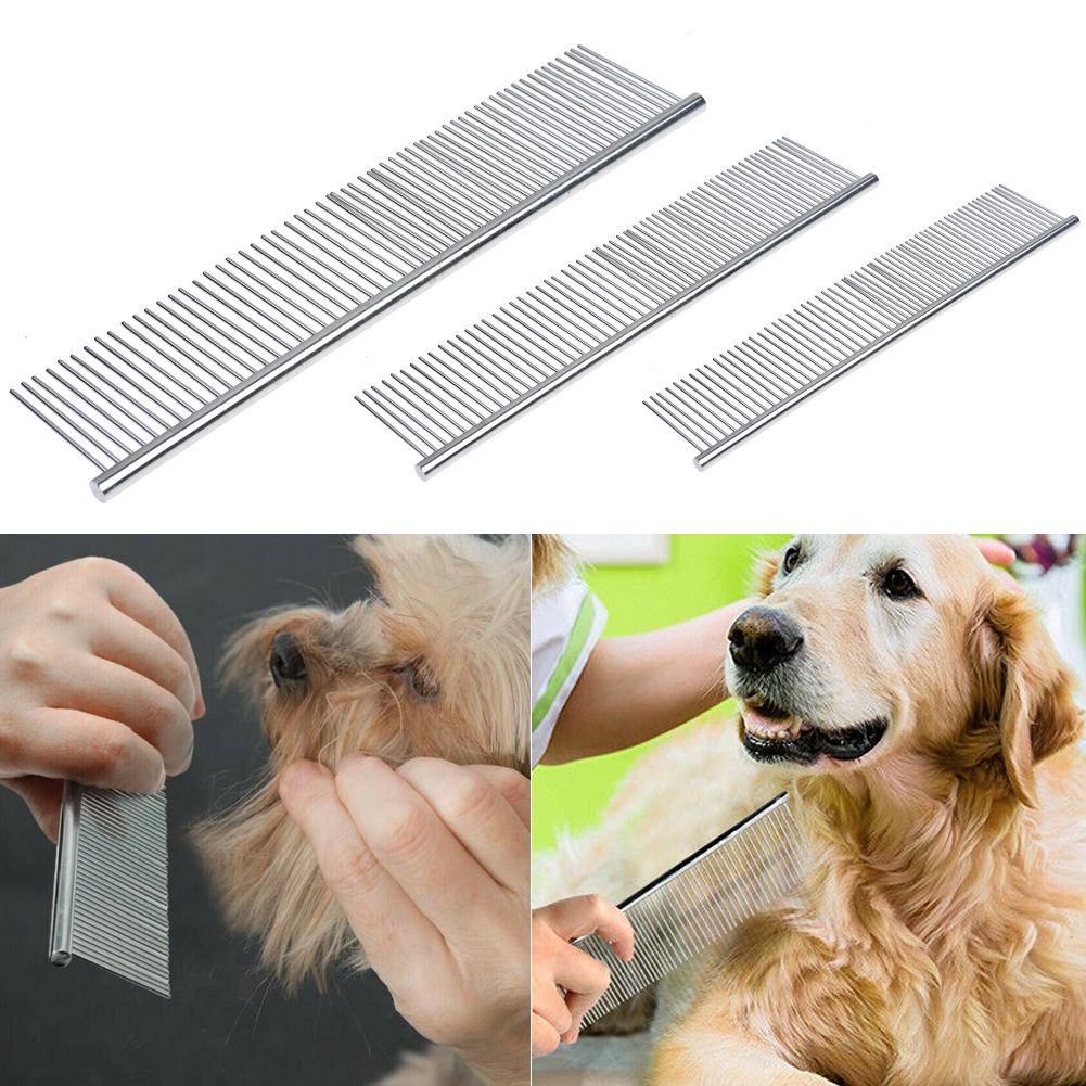 Stainless Steel Comb Hair Brush Shedding Flea For Cat Dog Pets