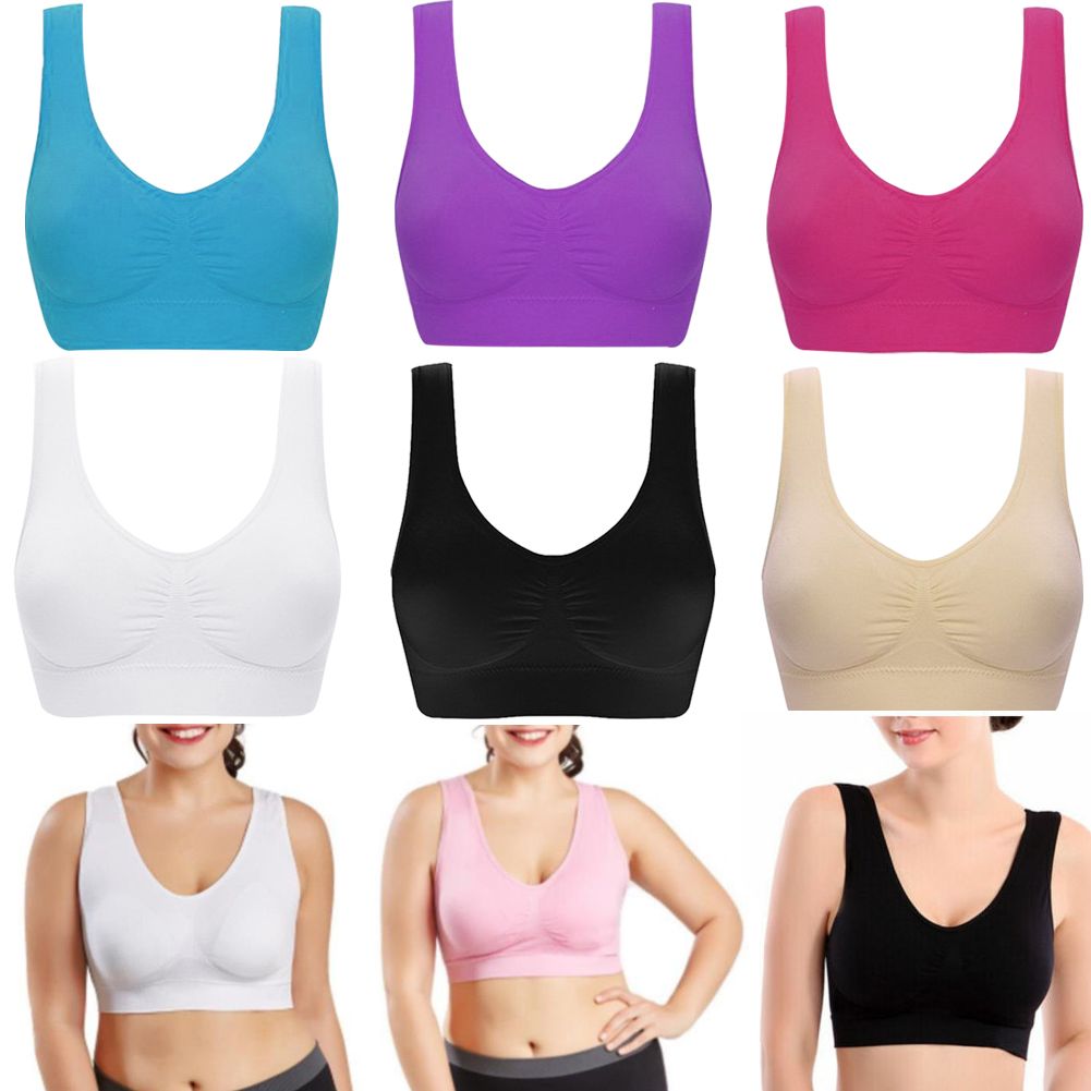 3 PACK Womens Ladies Sports Sleep Comfort Bras Full Cup Non-Wired ...