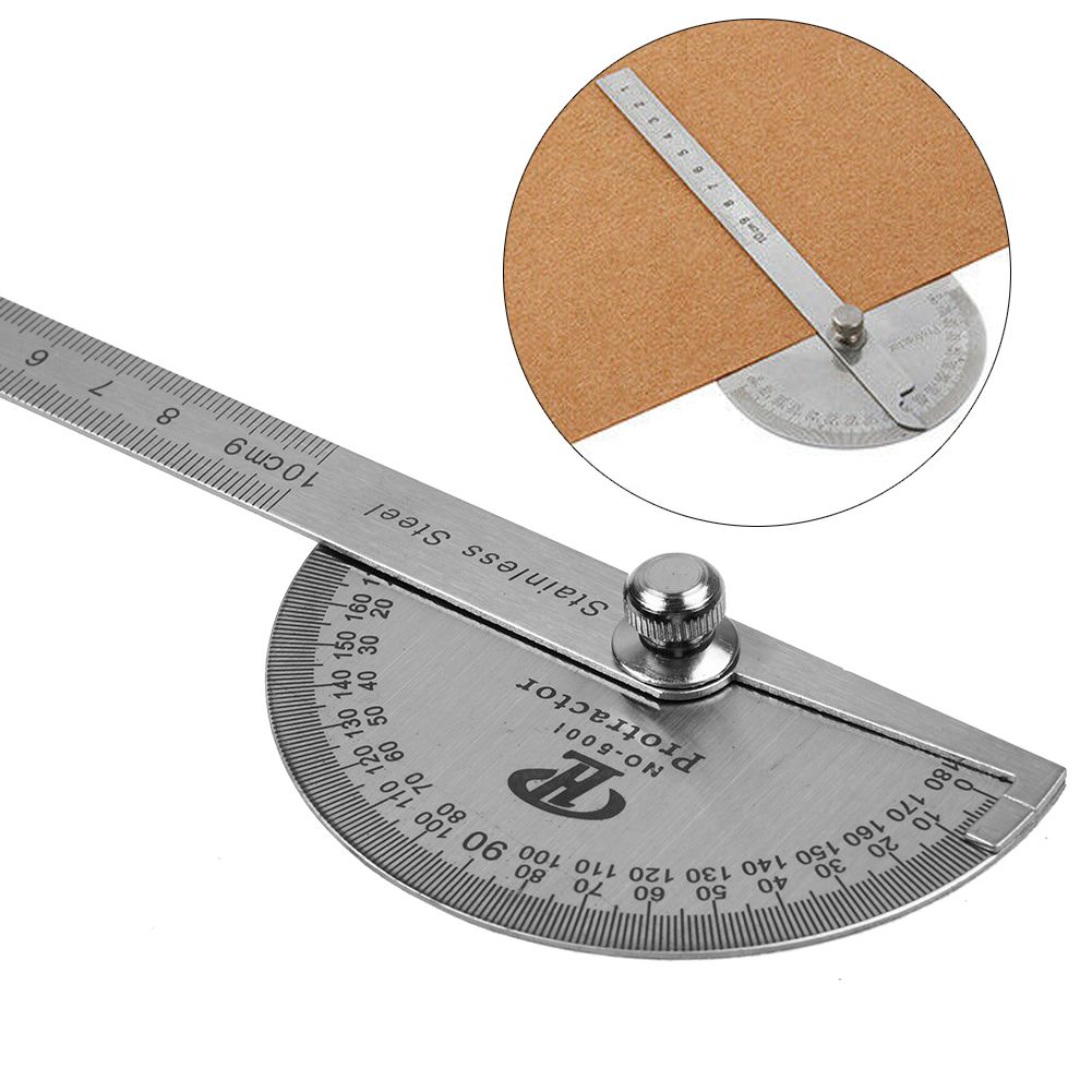 Stainless Steel 180 Degree Protractor Angle Finder Arm Rotary Measuring