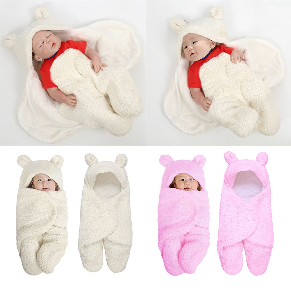 Neugeborenes Baby Kapuzendecke Schlafsack Swaddle Winter Warm Fleece Empfangsdecke mit Beinen Knit Kinderwagen Wrap f/ür 3-6 Monate Kleinkind