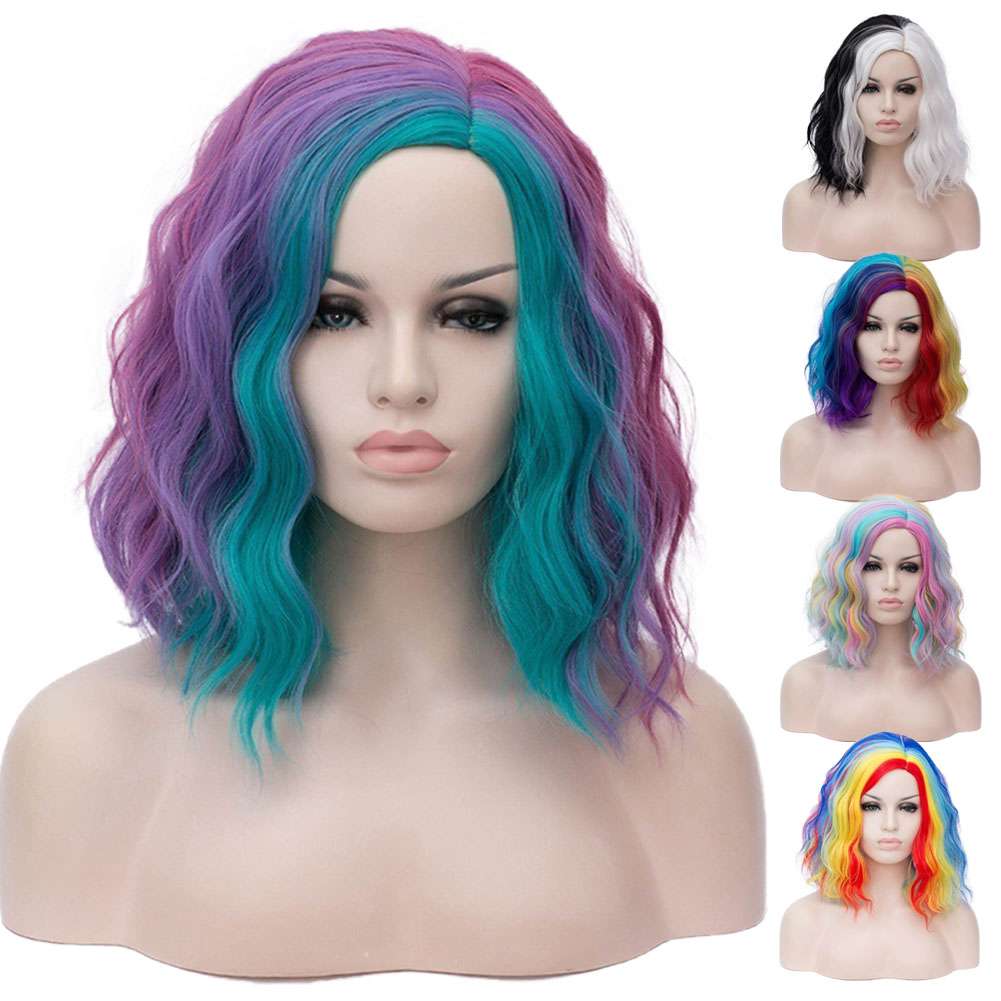 BATMAN SQUADRA suicida Harley Quinn Parrucca Rosa Blu Grigio Gradient Capelli Halloween Cosplay