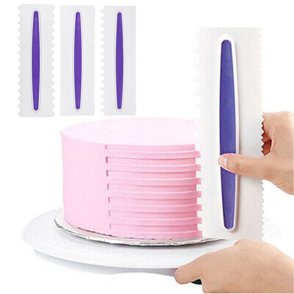3pcs Cake Edge Scrapers Cream Decorating Comb Smoother Pastry Baking
