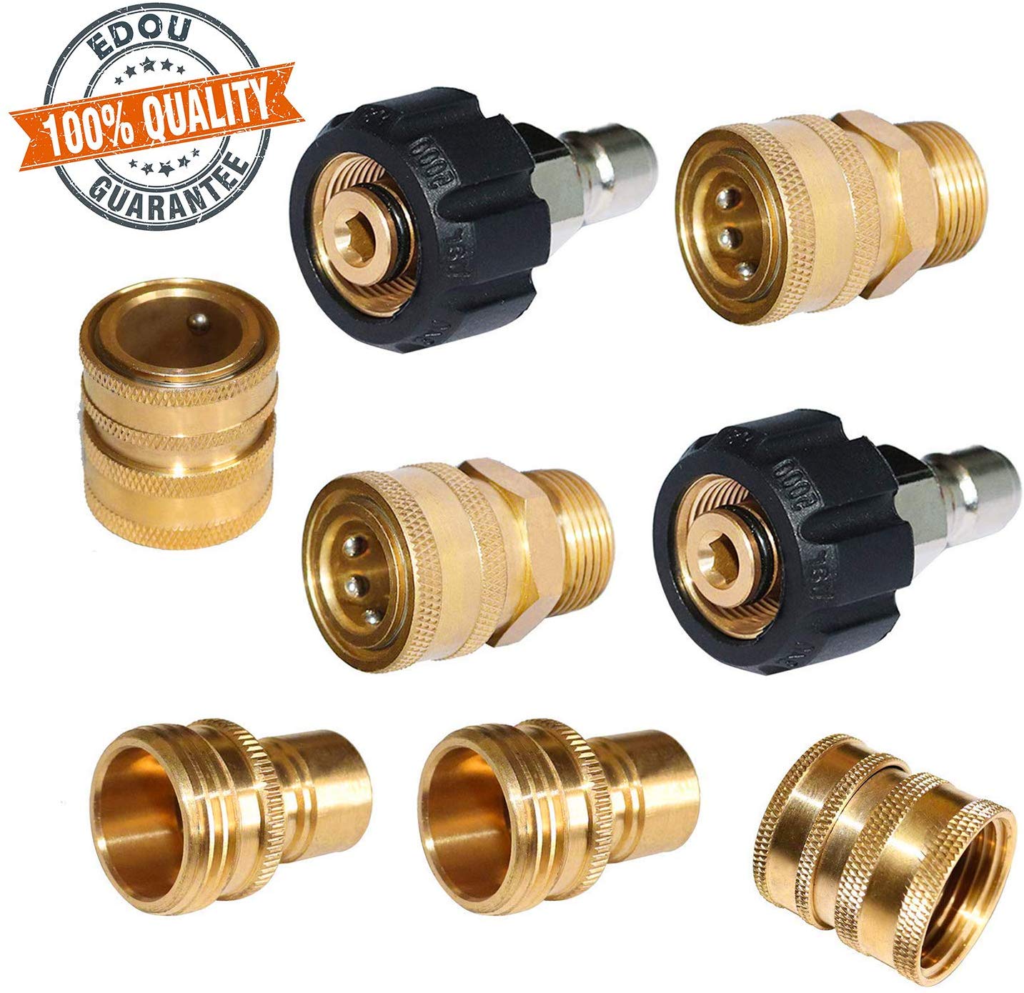 8x Pressure Washer Adapter Kit,Garden Hose Quick Connect Fittings M22