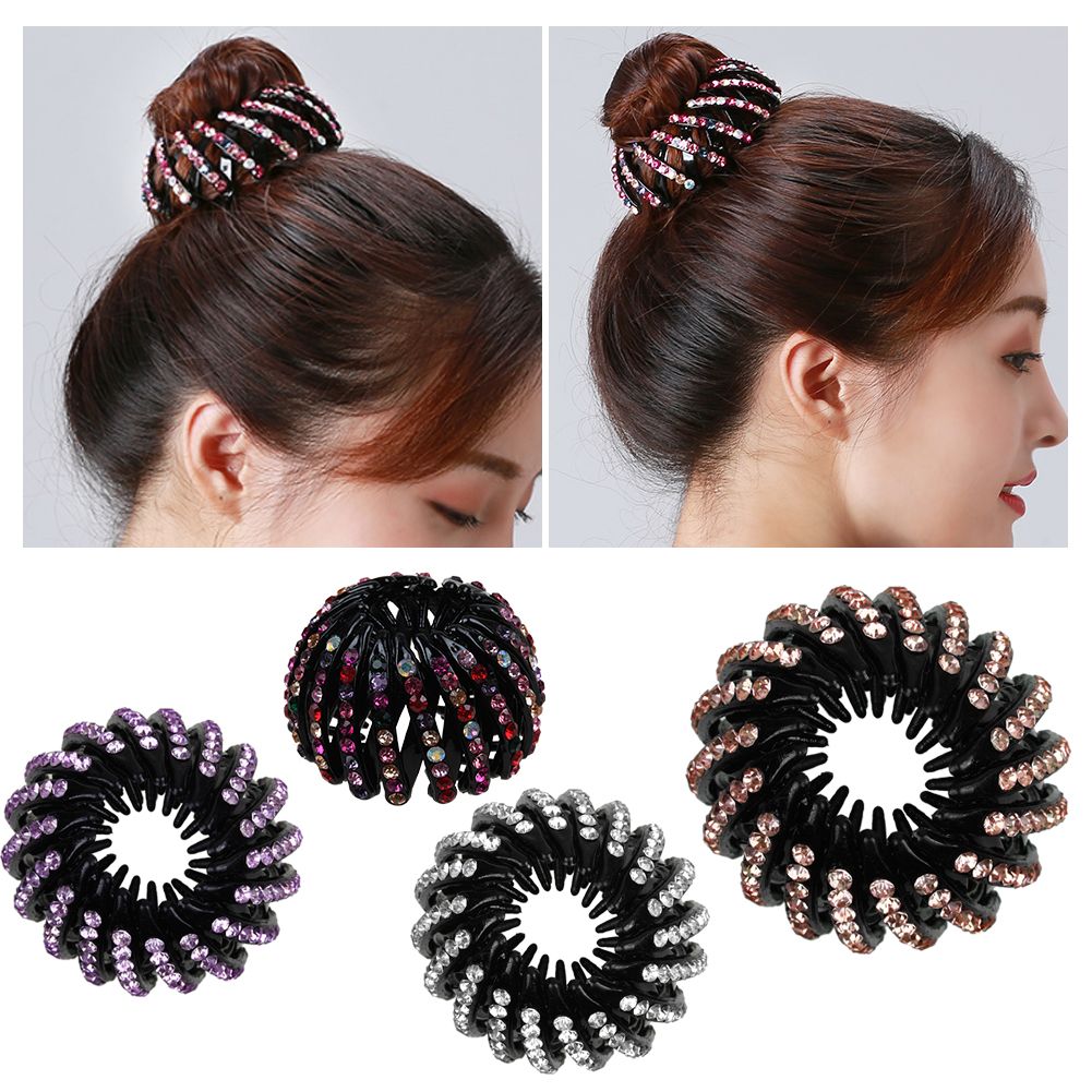Crystal Expandable Ponytail Holder Clip Bun Maker Hair Crystal Expandable Ponytail Holder Clip Bun Maker Hair