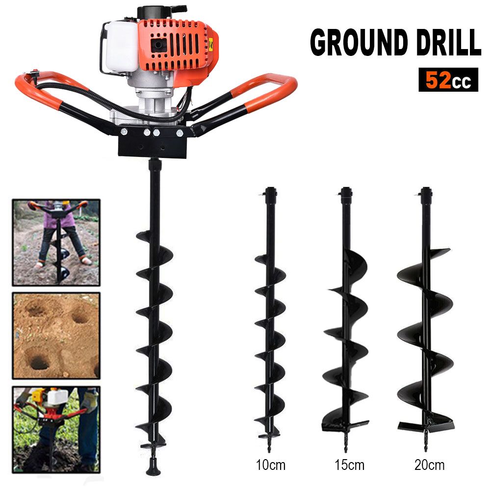 52cc Post Hole Digger Gas Powered Earth Auger Borer Fence Ground Drill
