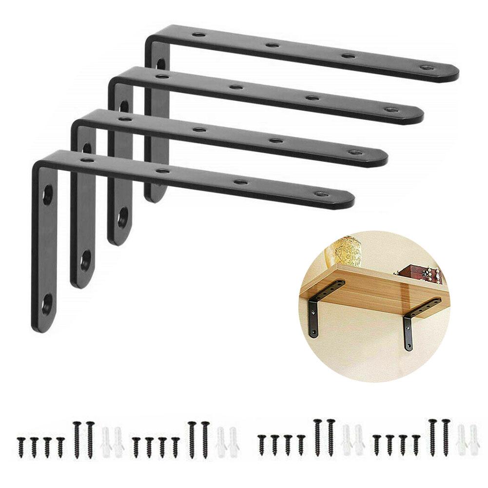 New 4Pcs L Shaped Heavy Duty Cast Iron Wall Mounted Angle Shelf