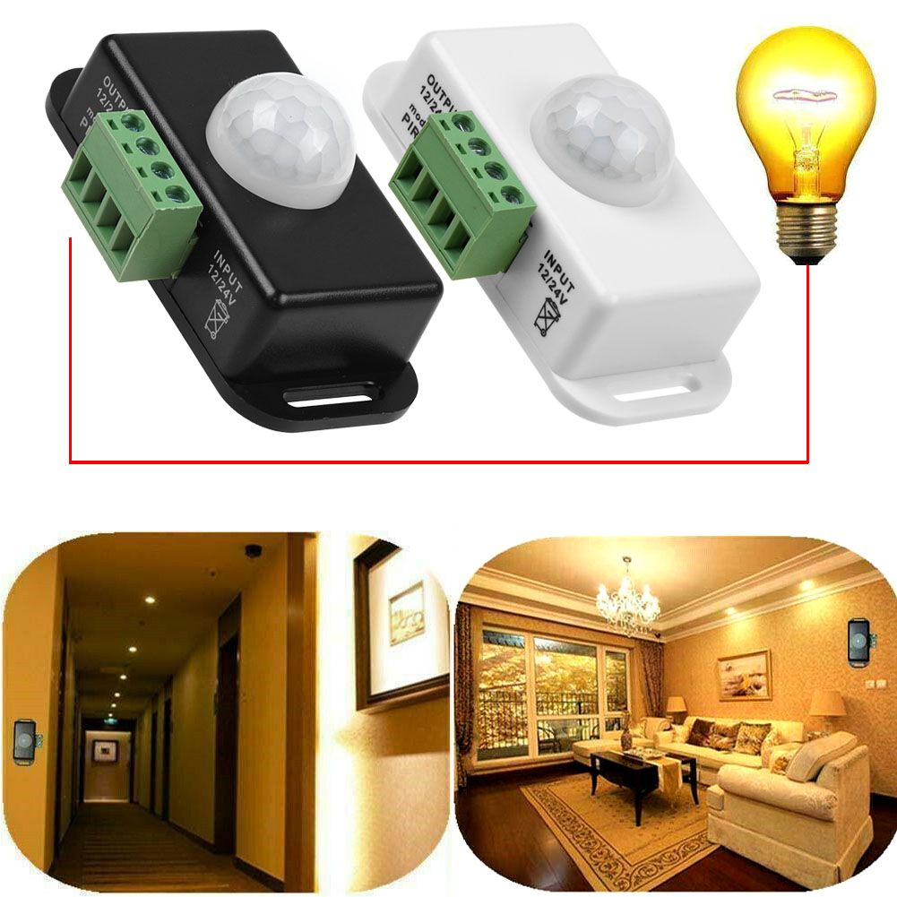 Détecteur de Mouvement PIR Automatique Infrarouge DC 12V-24V pour LED Lumière
