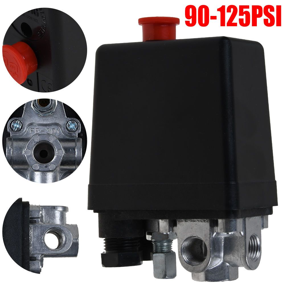 90-125 PSI 220V Air Compressor Pressure Switch Control Valve Heavy Duty ...