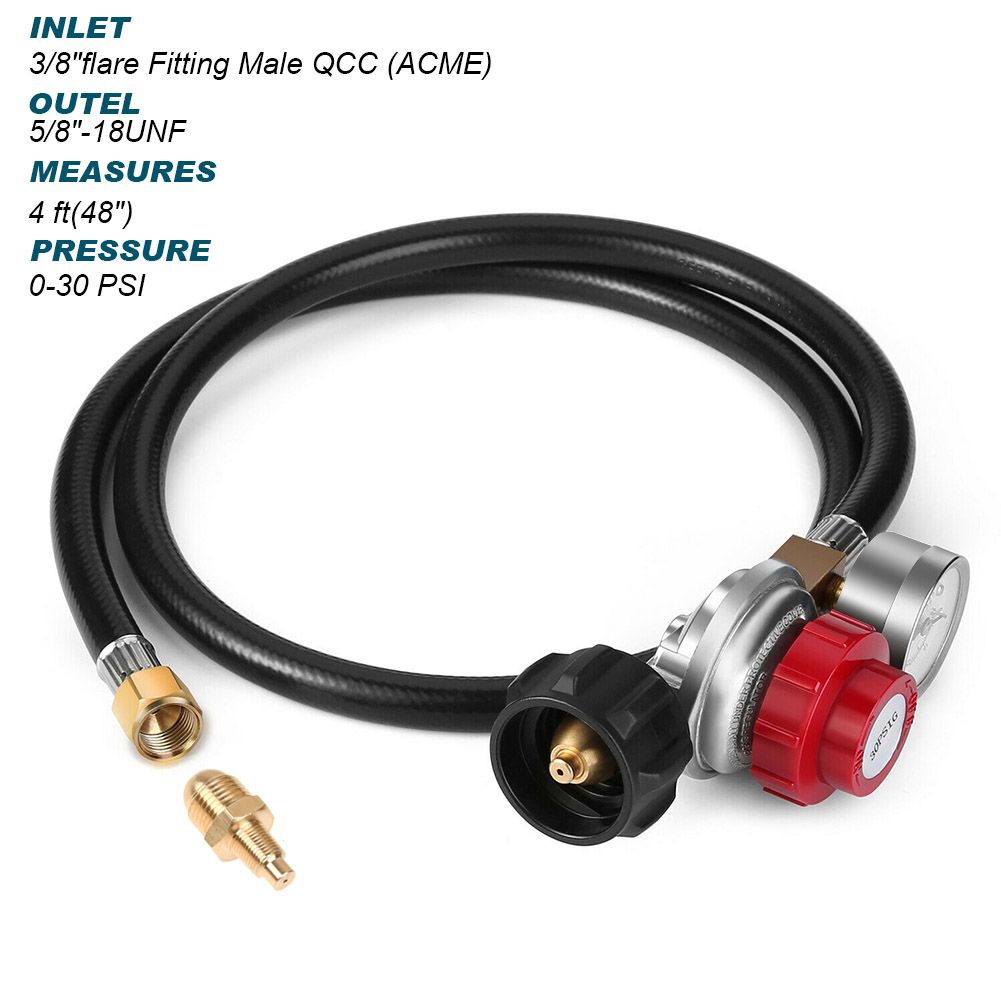15FT High Pressure Propane Regulator Hose With 0-30PSI Gauge Adjustable