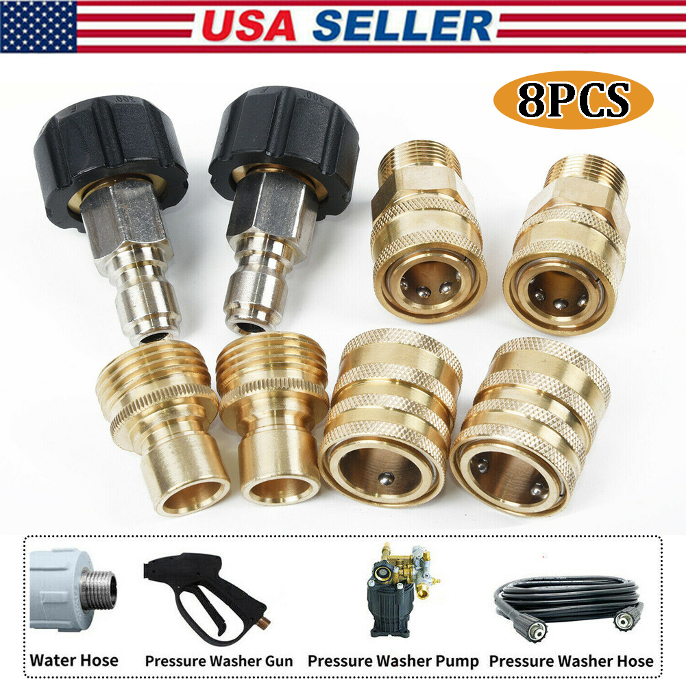 5000 PSI Pressure Washer Quick Connect Kit - 3/8" Stainless Steel Adapter Set (4 Pack)
