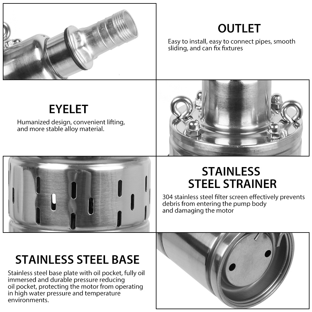 6000/5 Inox Automatic 4" Tiefbrunnenpumpe 1100W Brunnenpumpe 190L/min Tauchpumpe Max. Förderhöhe 57m Rohrpumpe Gardena Tiefbrunnenpumpe