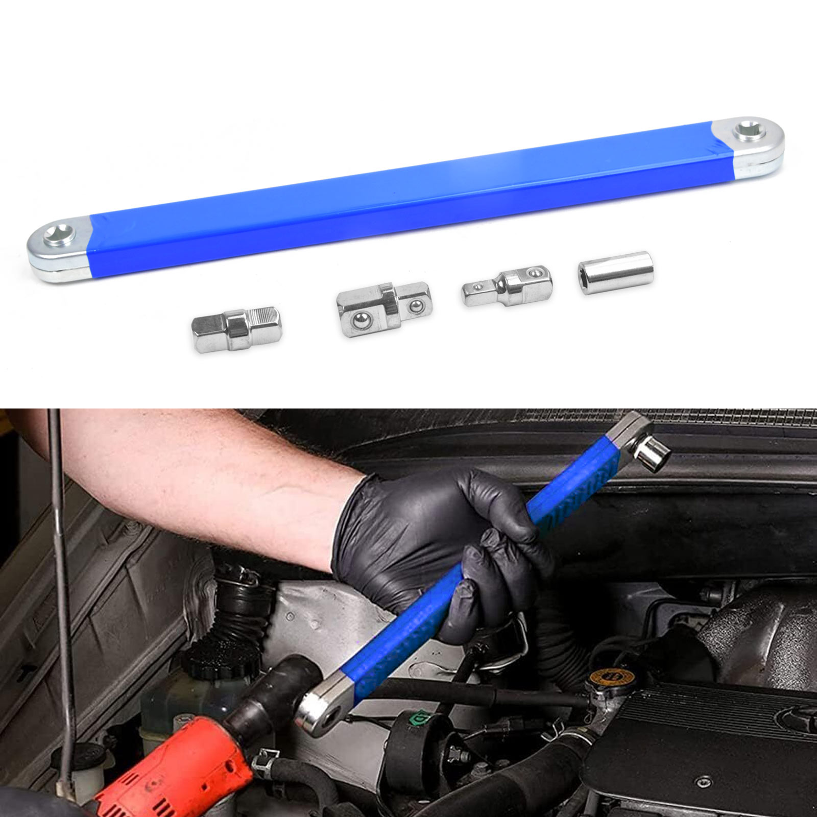 Offset Verlängerungsschlüssel-Set – 3 Adapter (1/4“, 3/8“, 1/2“) Für Enge Räume & Auto-Reparaturen
