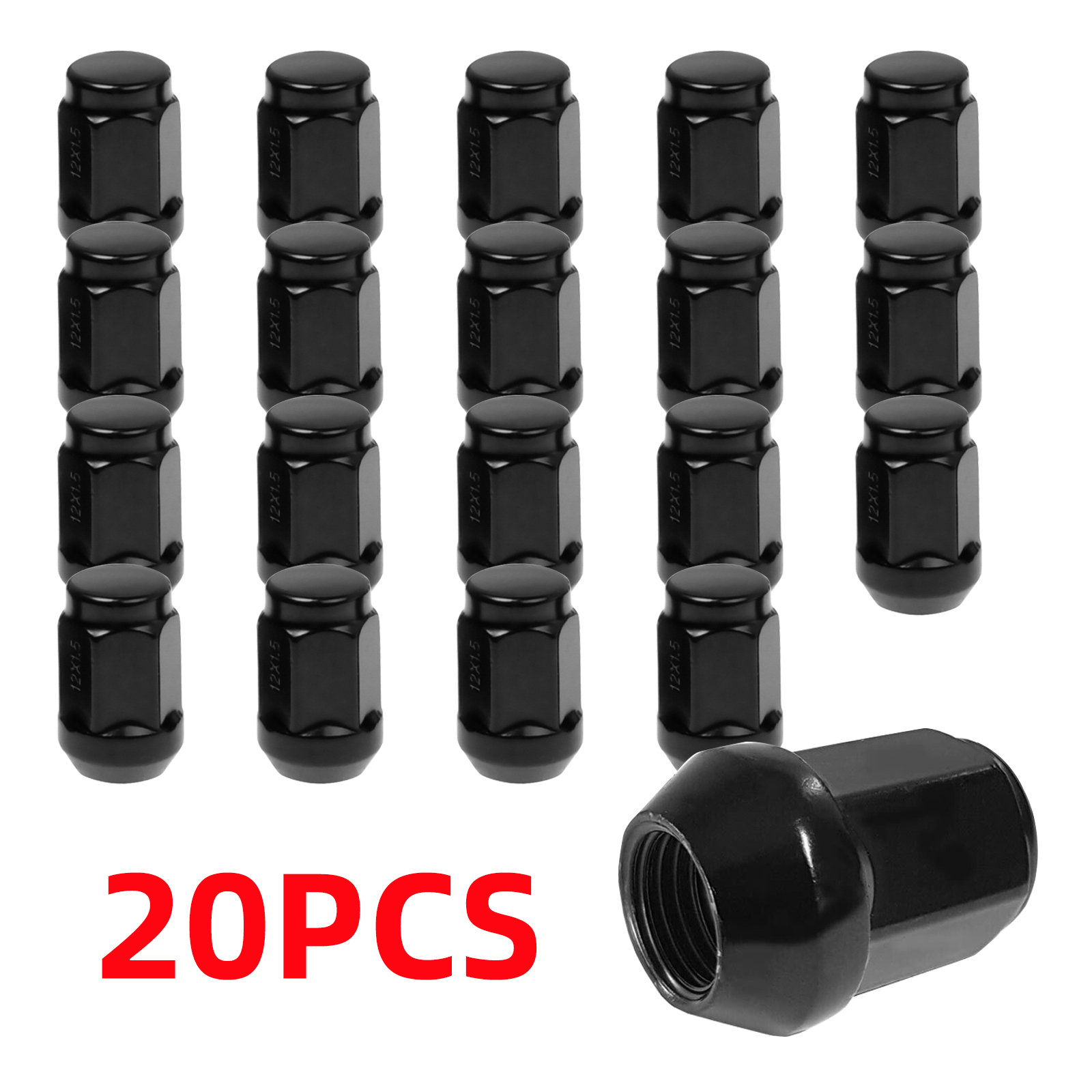 4 X ALLOY WHEEL NUTS BLACK FORD FIESTA ALLOYS M12 X 1.5 19MM