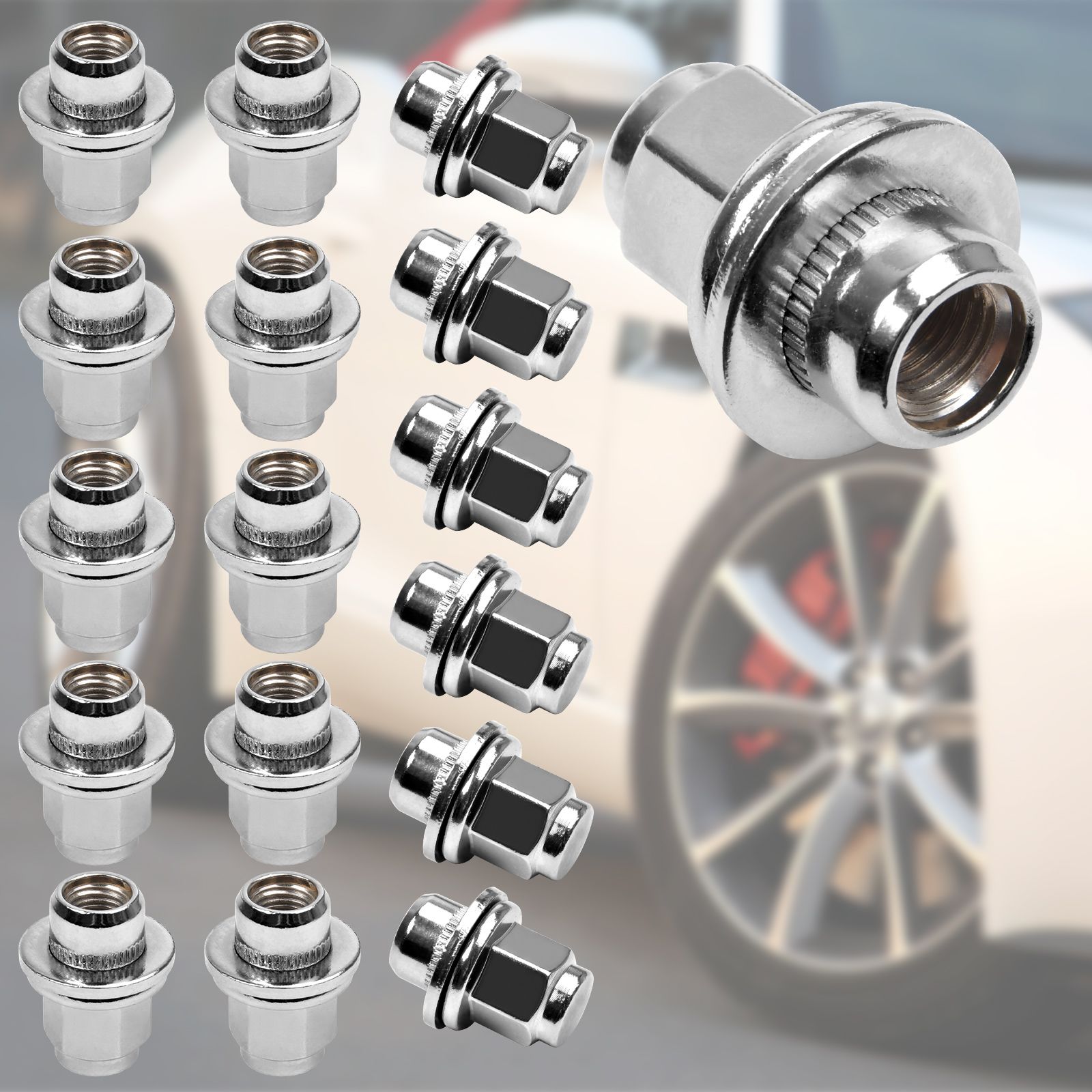thumbnail image 2 of TWD Chrome Alloy Wheel Lug Bolt Set For Jaguar XF, XE, XF-R – M12x1.5, 17mm Hex, 1L-XF 2 of 5