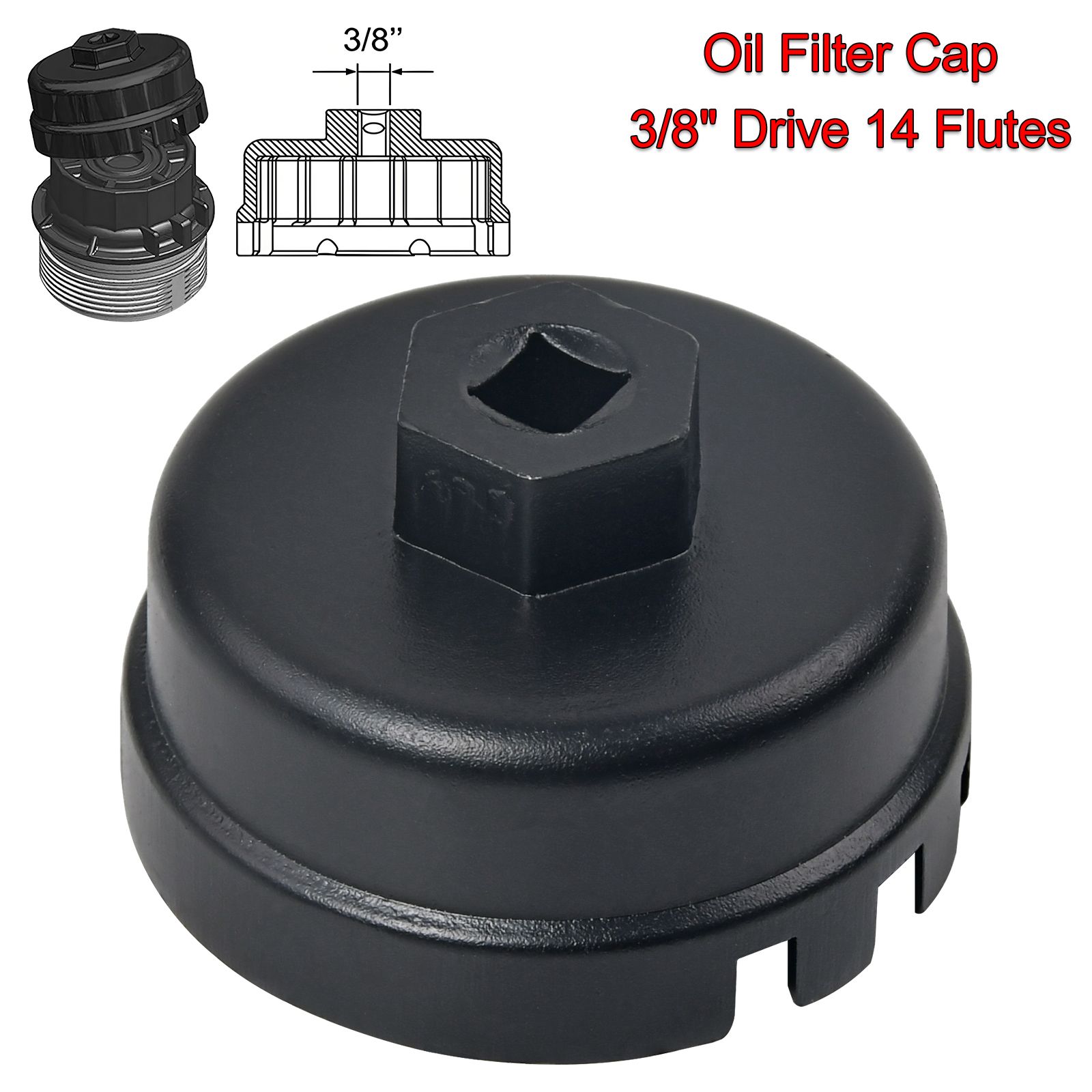64mm 14 Flute Oil Filter Cap Wrench Socket For Toyota Lexus – 3/8″ Drive – Aluminum Alloy