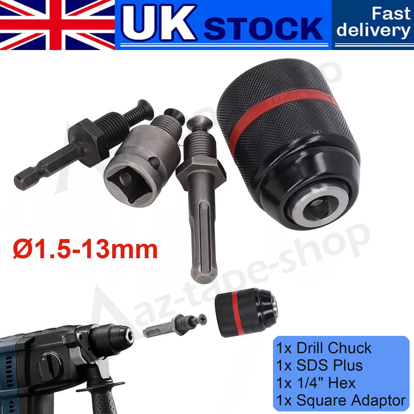 SDS-plus Chuck 1.5-13mm Keyless Drill Chuck With Adapters - Heavy Duty  Metal Chuck For Impact Drivers & Drills SDS Plus Chuck Adapter