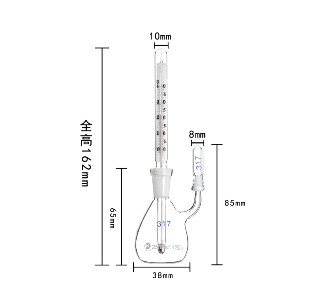 5/10/25/50/100ml With Thermostatic Pycnometer Glass Gravity Bottle Class A Lab - Picture 10 of 16