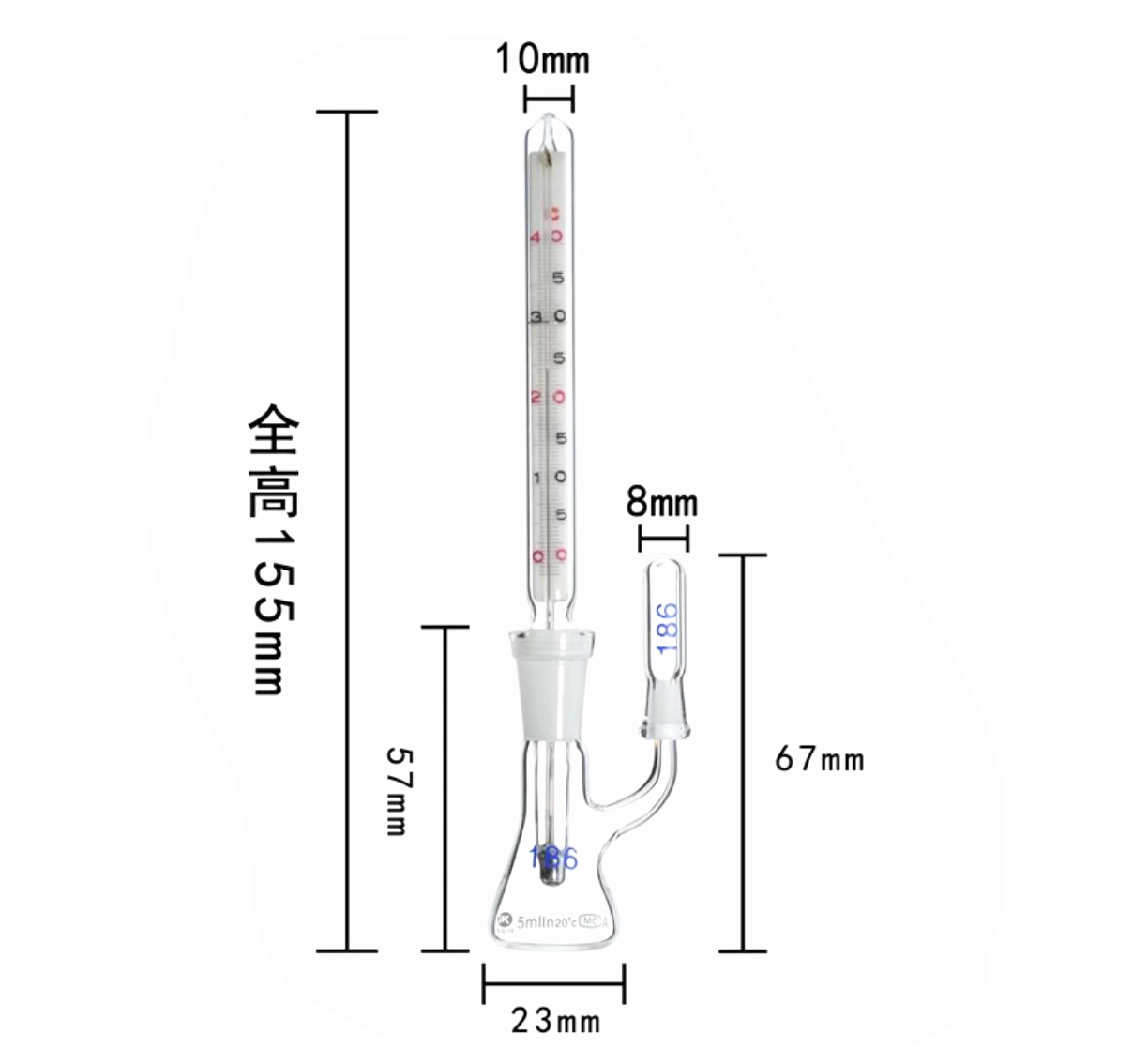 5/10/25/50/100ml With Thermostatic Pycnometer Glass Gravity Bottle Class A Lab - Picture 8 of 16