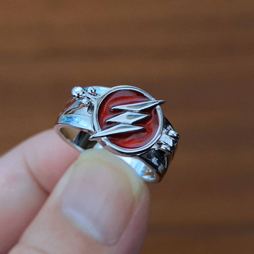 Ecooon 2pcs Flash Ring For Season 5 Fan Cosplay, Lightening Logo Fastest Man Stainless Steel Ring Band Package For Men Gift Jewelry, DC Comics Anime - View #3