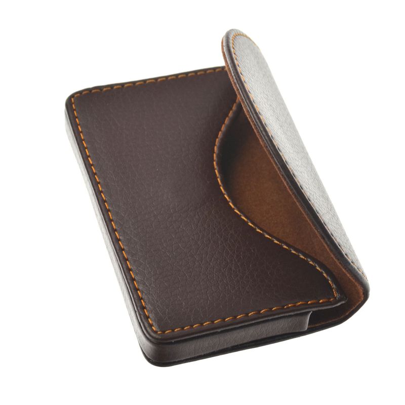 Brown Pocket Leather Name Business Card ID Card Credit Card Holder Case Wallet | eBay