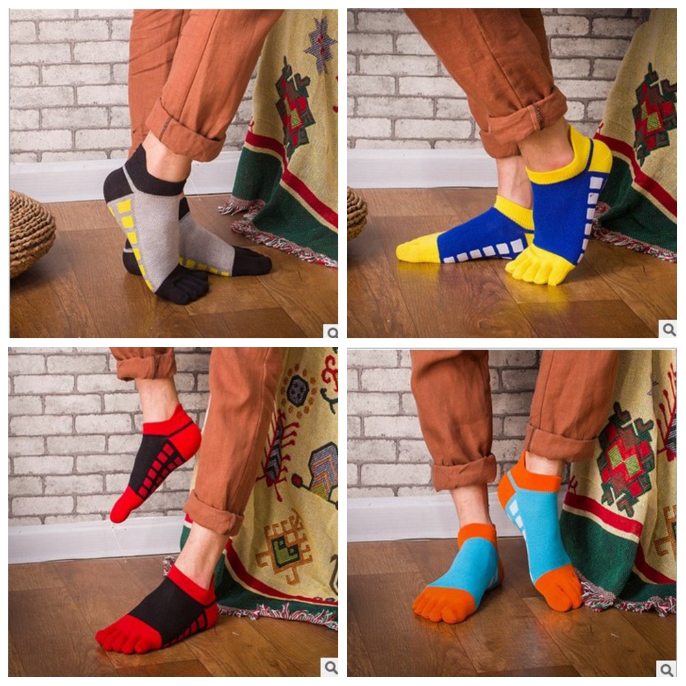 5Pairs Men five finger toe Cotton Ankle Casual Sports Low Cut Tube Breathe Socks