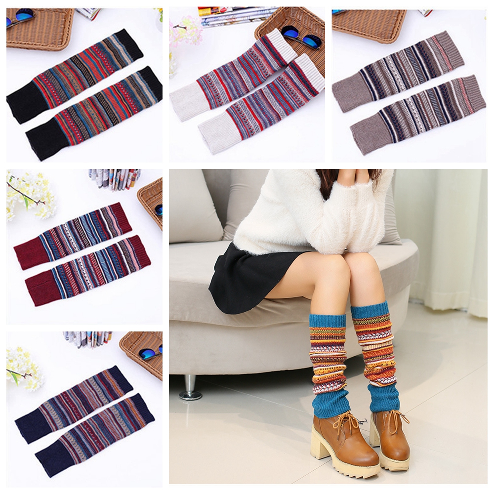 Details About Boho Winter Warm Leg Warmers Cable Knit Knitted Crochet Knee High Socks Leggings