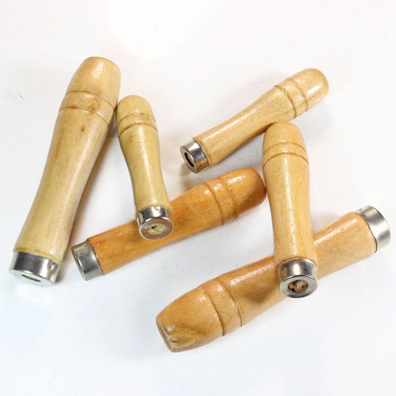 5Pcs Wooden File Handle Fit Home Tool Stainless Steel Ring Hardwood DIY