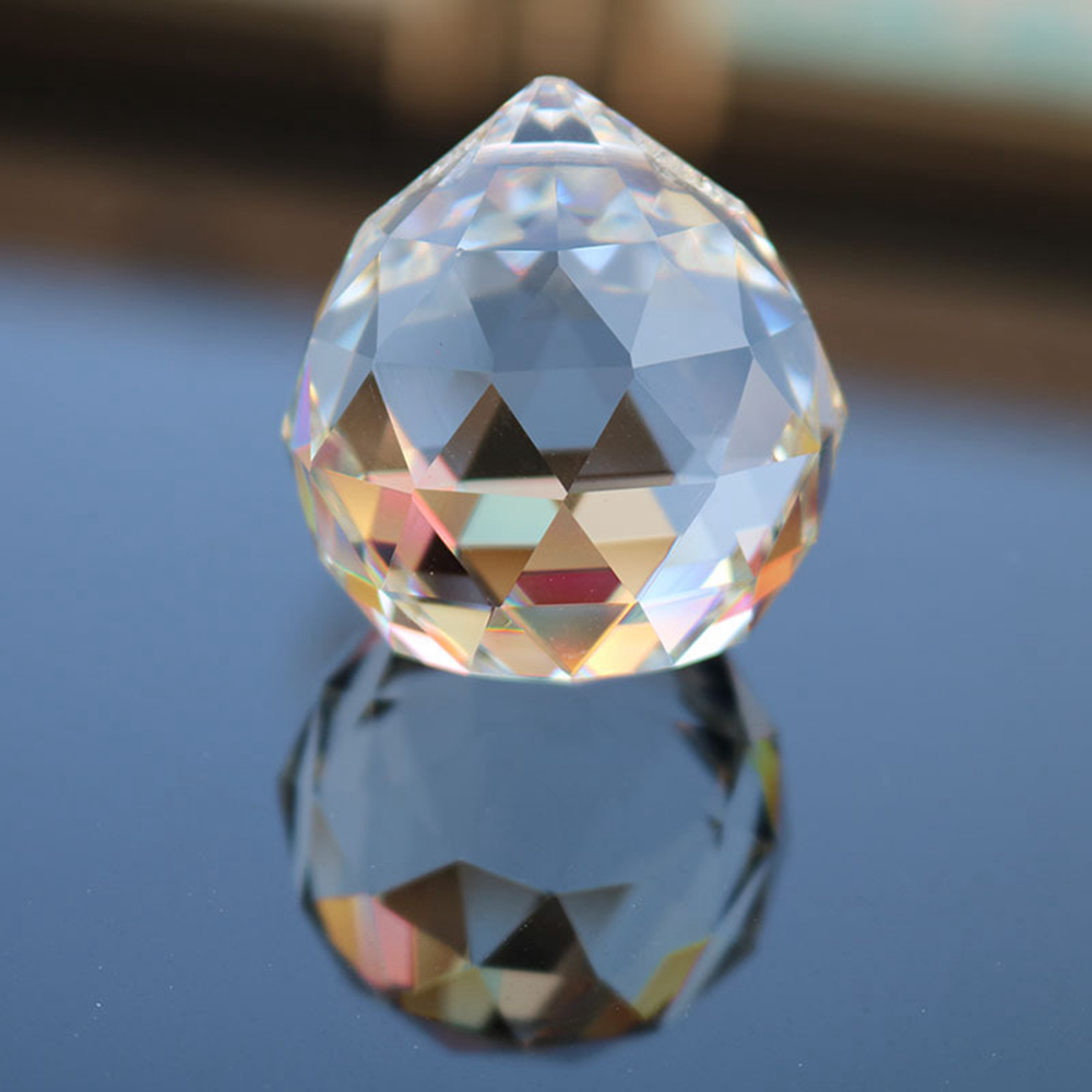 Feng Shui Clear Cut Crystal Sphere Rainbow Faceted Prism Suncatcher Window Decor
