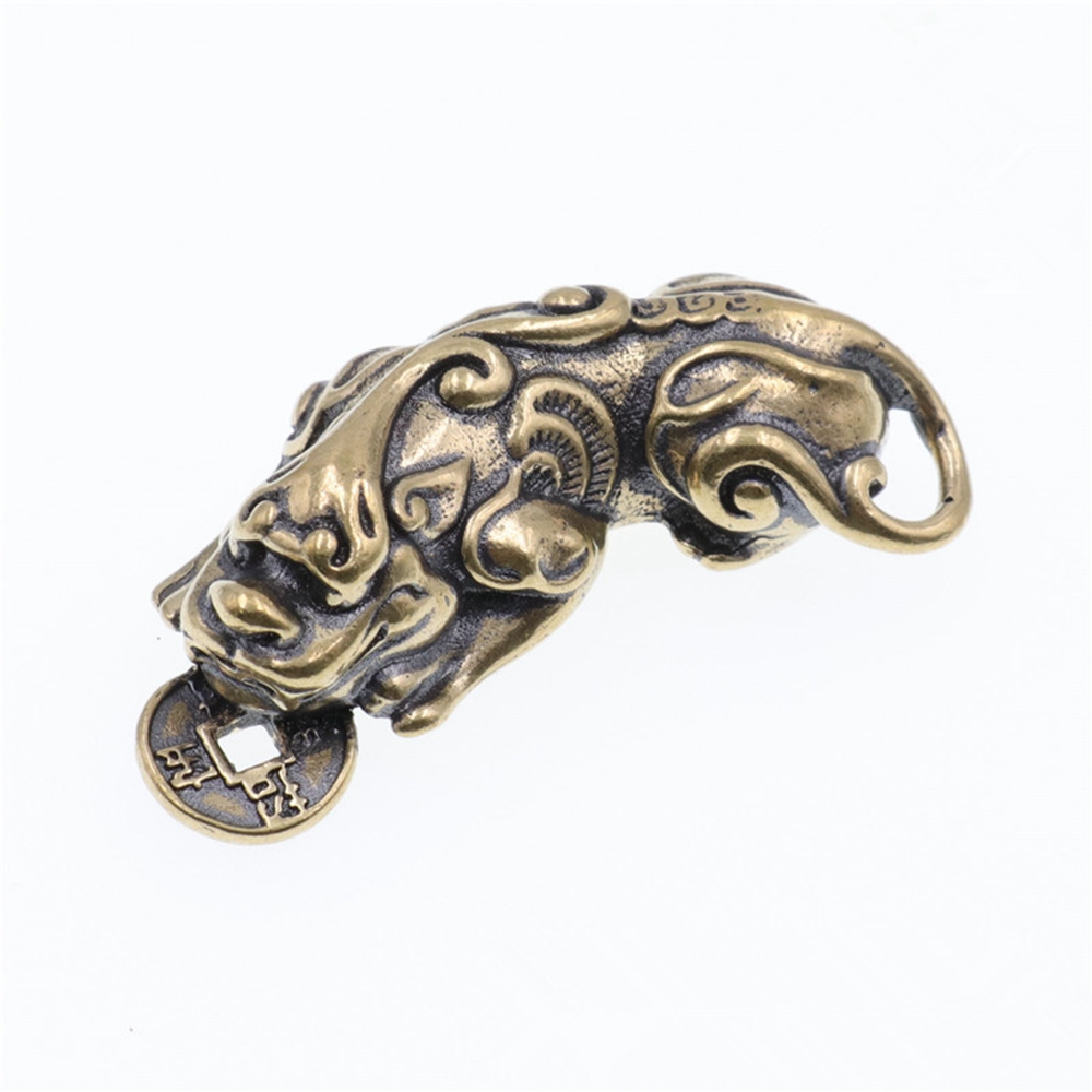 Chinese Old Collectibles Pure brass God beast pixiu small pendant