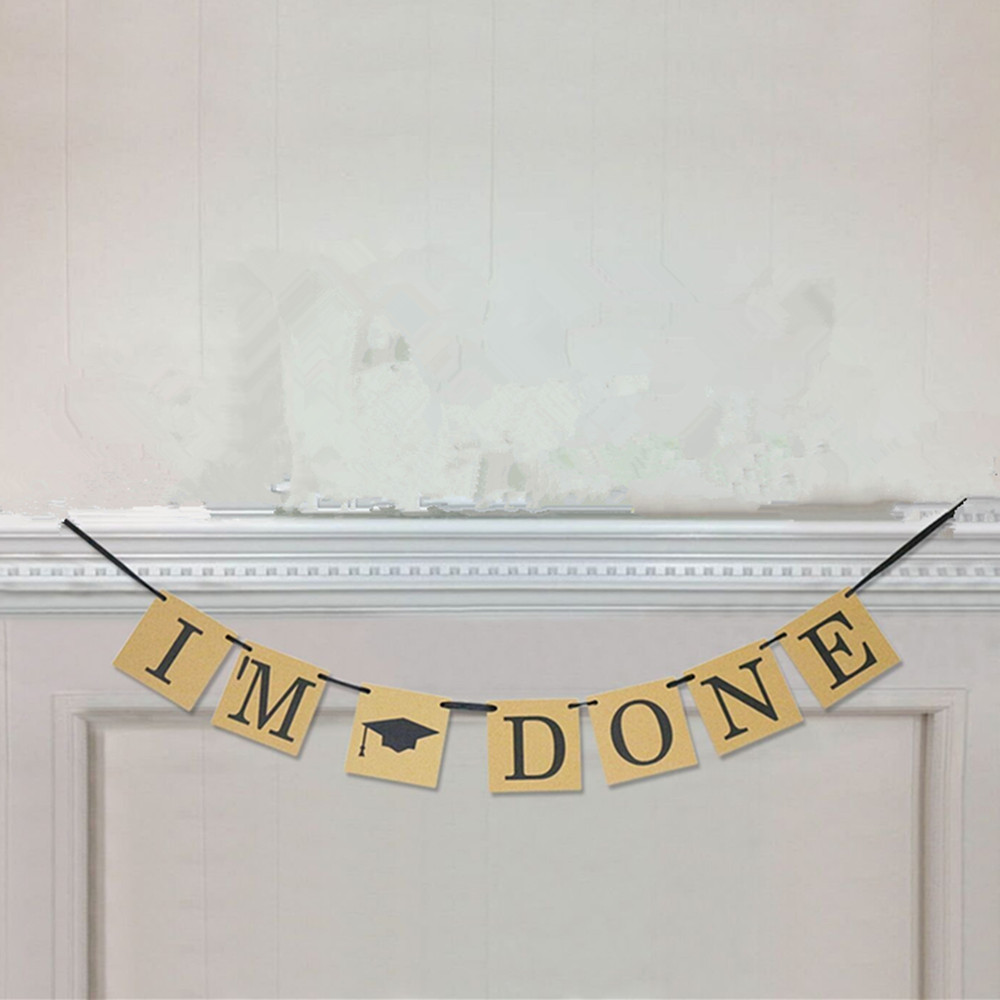 Graduation Cap Bunting Banner Flag Photo Clip Garland Decoration Party Props