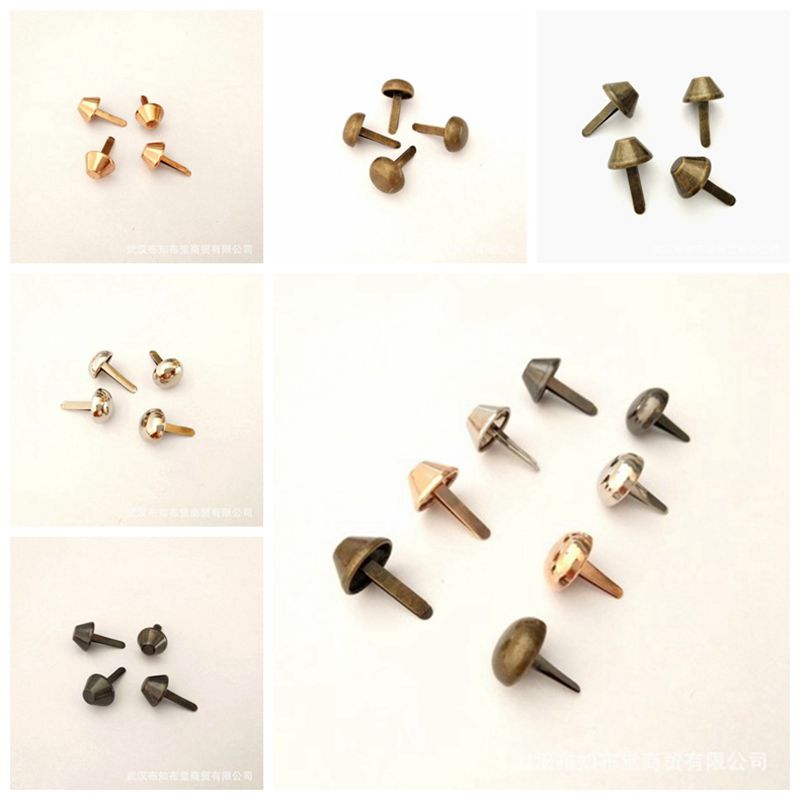 100Pcs 12mm Metal Feet Rivets Studs Pierced DIY Handbag Purse Punk Bag Accessory