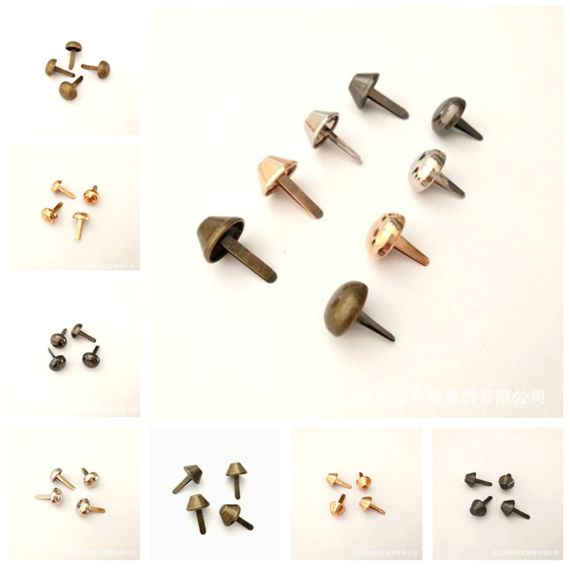 100Pcs 12mm Metal Feet Rivets Studs Pierced DIY Handbag Purse Punk Bag Accessory