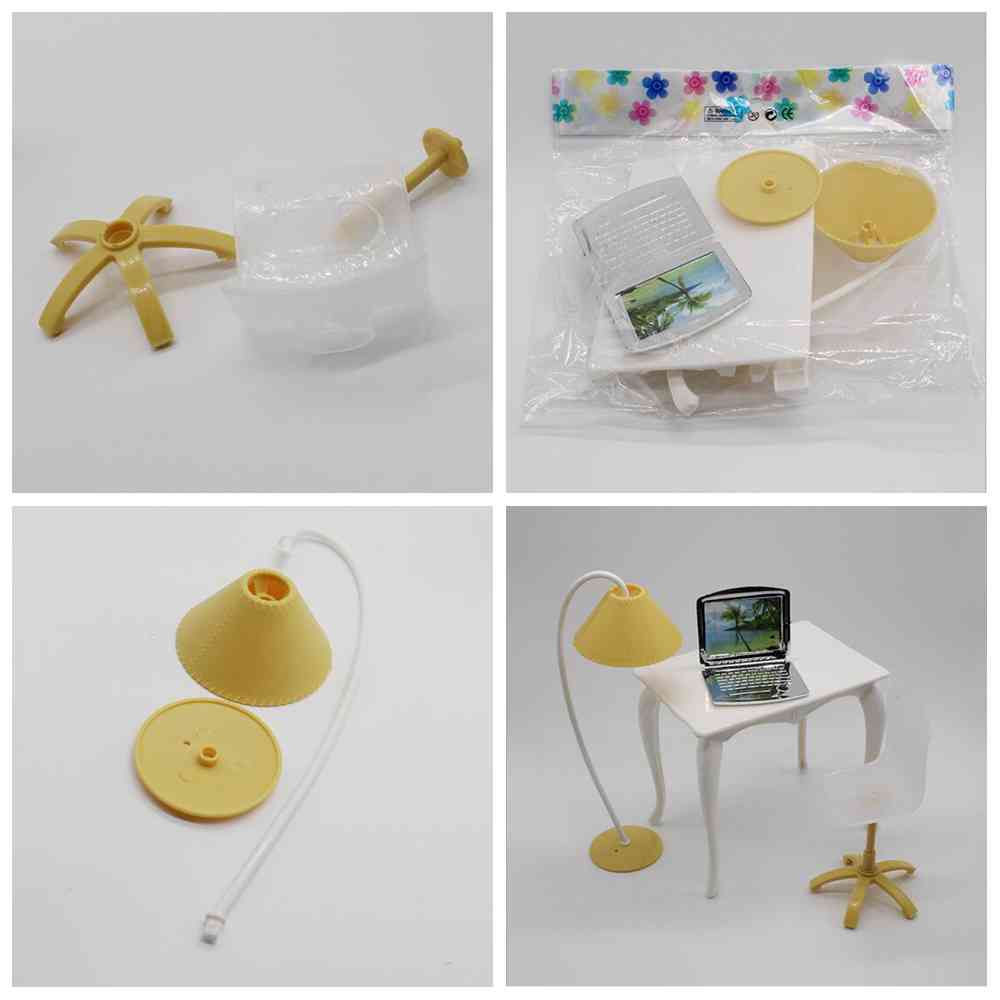 Details About Doll Furniture Doll Play House Desk Lamp Laptop Chair Accessories