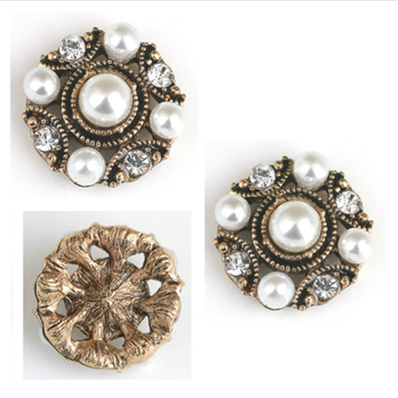 5 Gold Leaf Pearl Beads Buttons Flatback Embellishments DIY Hair Accessories