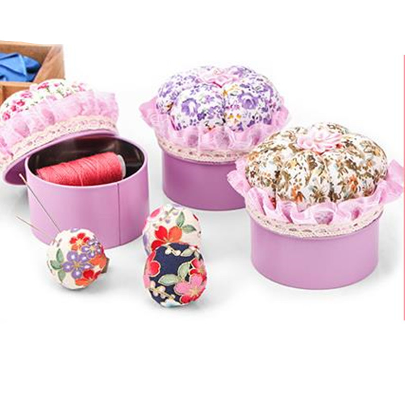 D/&D Lipstick Pincushion Sewing Needle Case with 5pcs Hand Needles for DIY Craft Sewing Tool Pin Cushion Purple