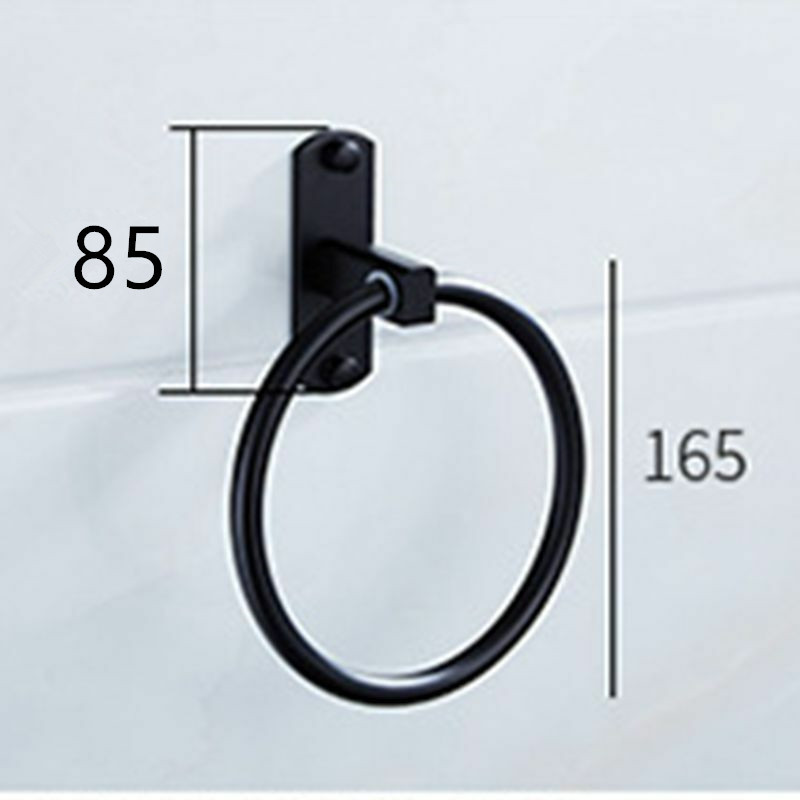 Wall Mounted Bathroom Hand Round Towel Ring Rack Holder Space Aluminium Black