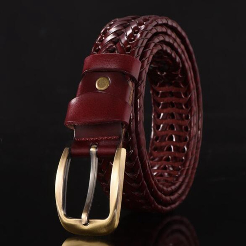 Mens Leather Pin Buckle Waistband Strap Dress Casual Weave Braided ...