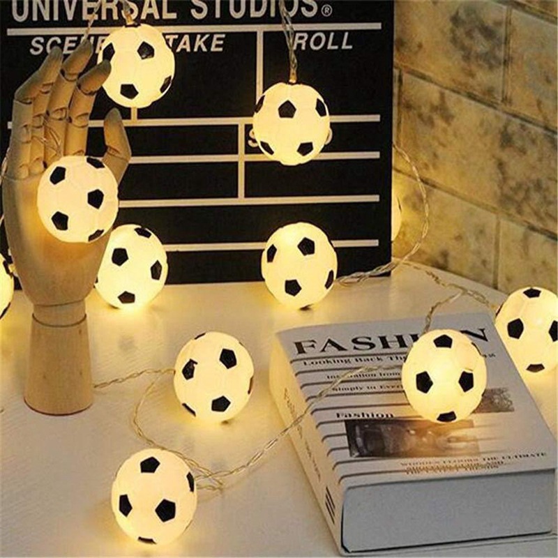 10 LED White Football Fairy String Light Boys Battery Bedroom Decor