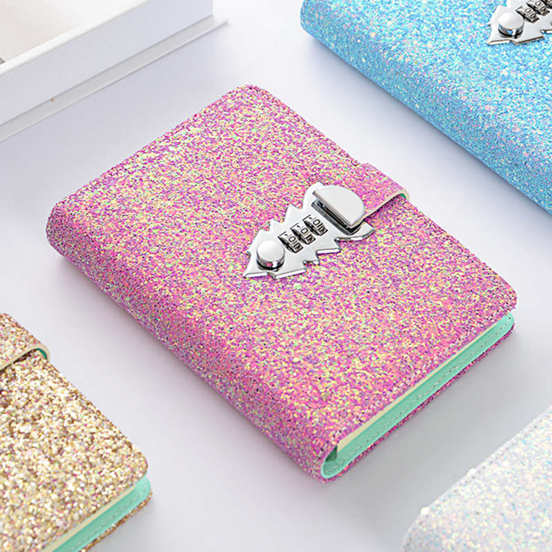A6 Girls Glitter Diaries Notebook Pu Leather With Code Lock Secret Diary Ebay