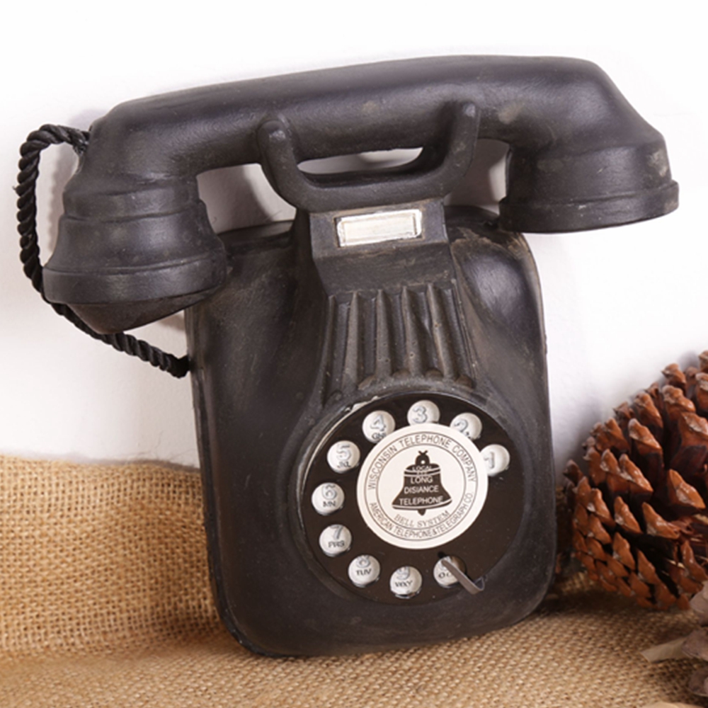 Antique Rotary Dial Wallmounted Phone Model Vintage Call Resin