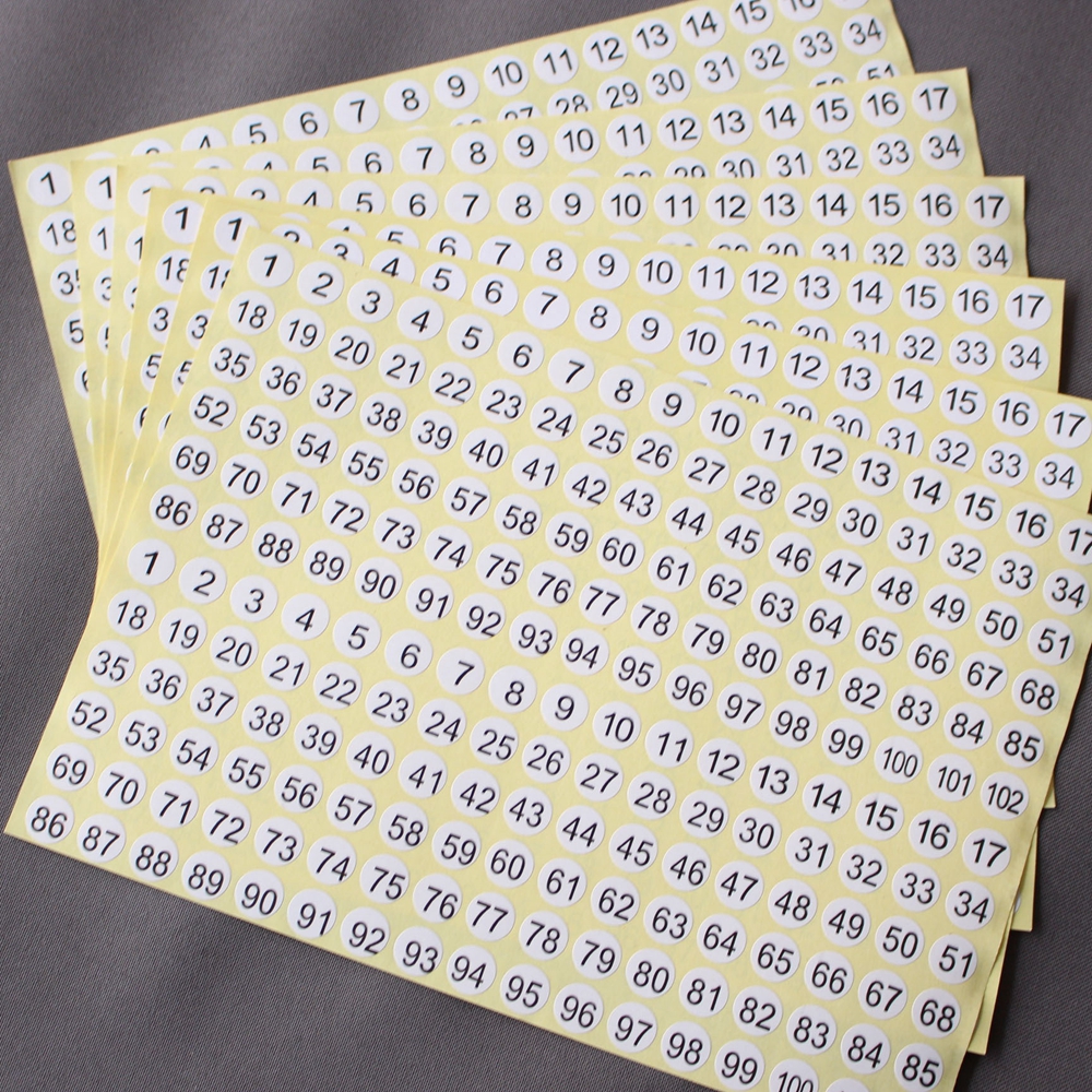 15 Sheets Round Sticky 1 102 Numbers Stickers Small Garment Numbered 4985