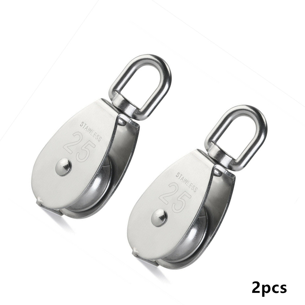 Heavy Duty Single Rope Pulley Roller 8 Pcs Single Pulley Block Dveda M25 304 Stainless Steel Lifting Single Pulley Roller Loading 330Lbs