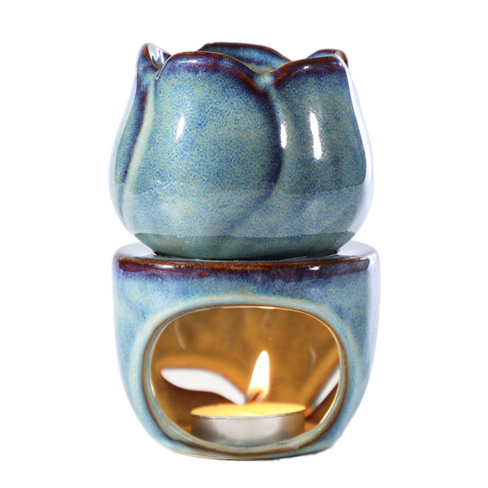 YORKING Ceramic Wax Melting Heater Oil Burner Tea Candle Holder Daisy Tailoring Essential Oil Burner Cute Aromatherapy Burner Ceramic Lamp