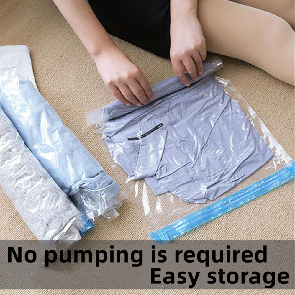 Small 35*50cm Hand-rolled Vacuum Compression Bag, For Travel Space Saver  Bags, Reusable Roll-Up Compression Bag, Clothes Storage, Travel Essentials