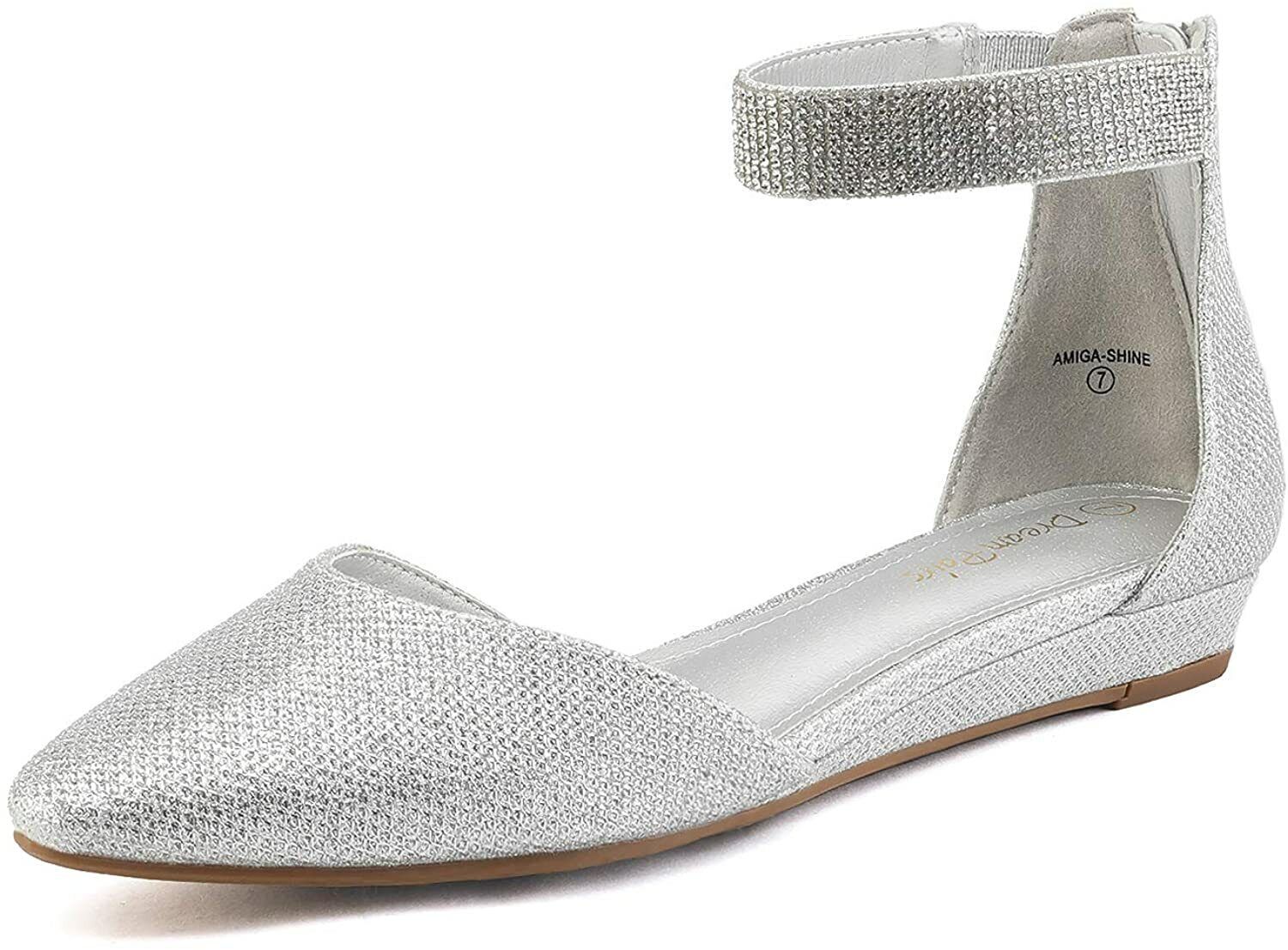 Silver flats cheap with ankle strap