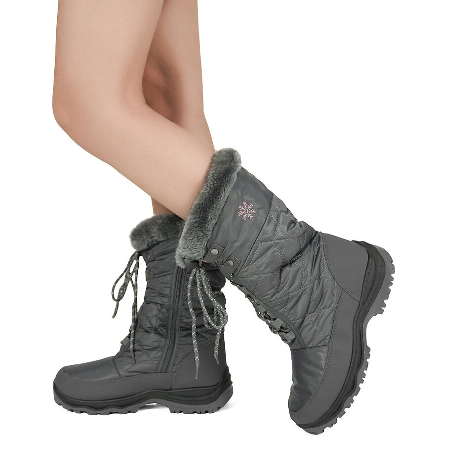 Women Winter Snow Boots Faux Fur Lined Zip Up Mid Calf Boots - Picture 12 of 17