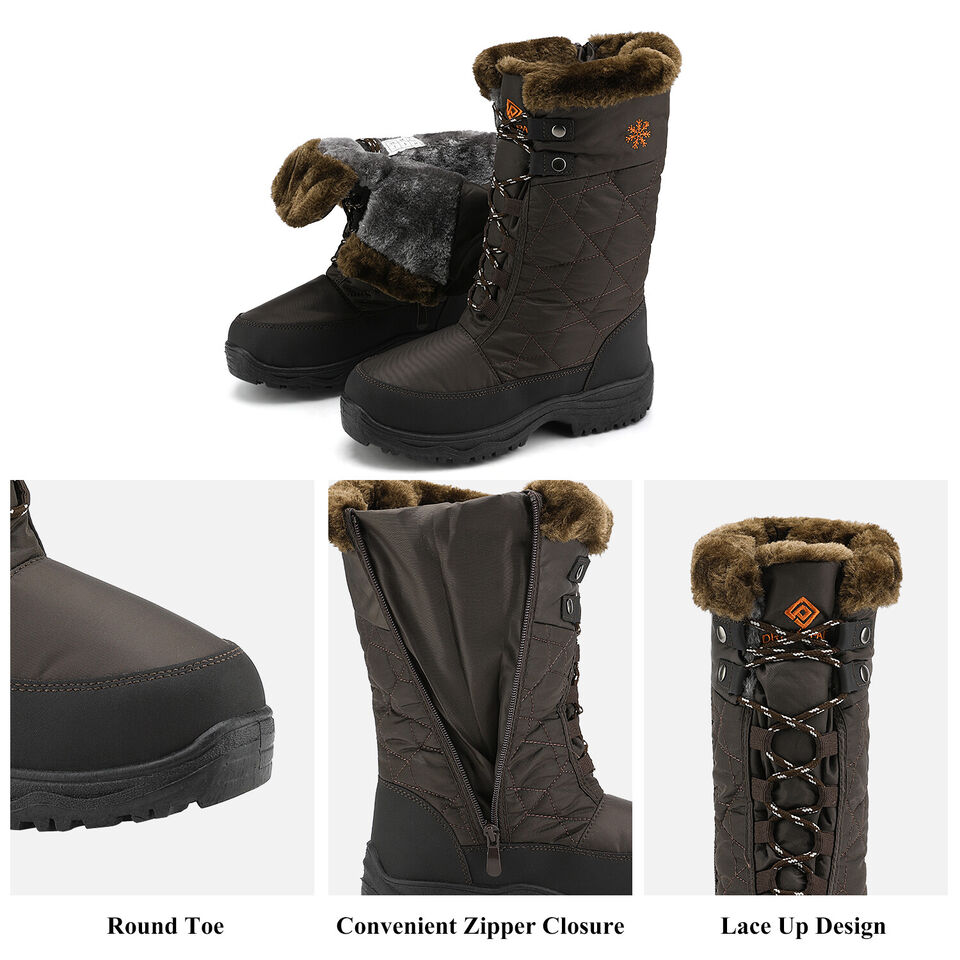 Women Winter Snow Boots Faux Fur Lined Zip Up Mid Calf Boots - Picture 7 of 17