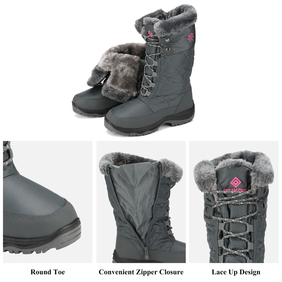 Women Winter Snow Boots Faux Fur Lined Zip Up Mid Calf Boots - Picture 11 of 17