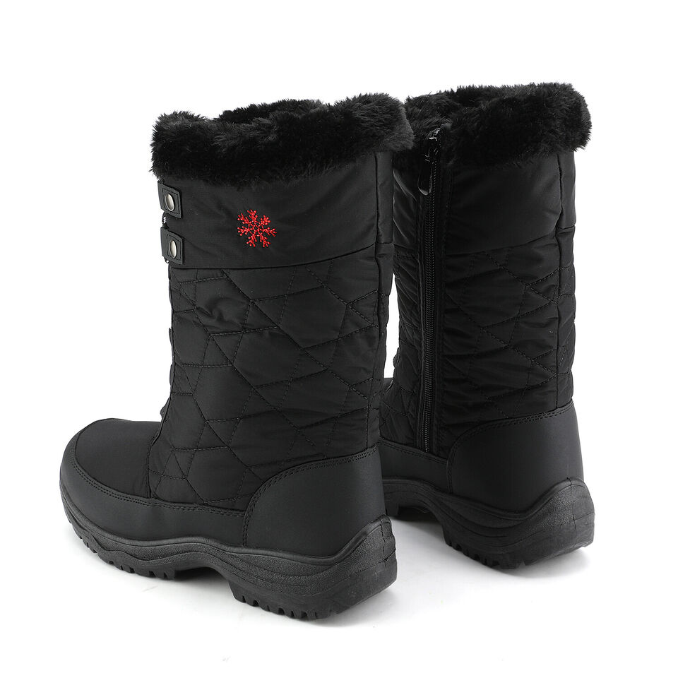 Women Winter Snow Boots Faux Fur Lined Zip Up Mid Calf Boots - Picture 4 of 17