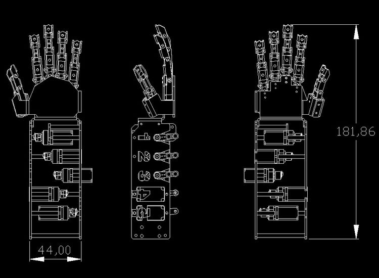 5 DOF 5 Fingers Humanoid Manipulator Arm Left Hand 5pcs Servos DIY for Robot 